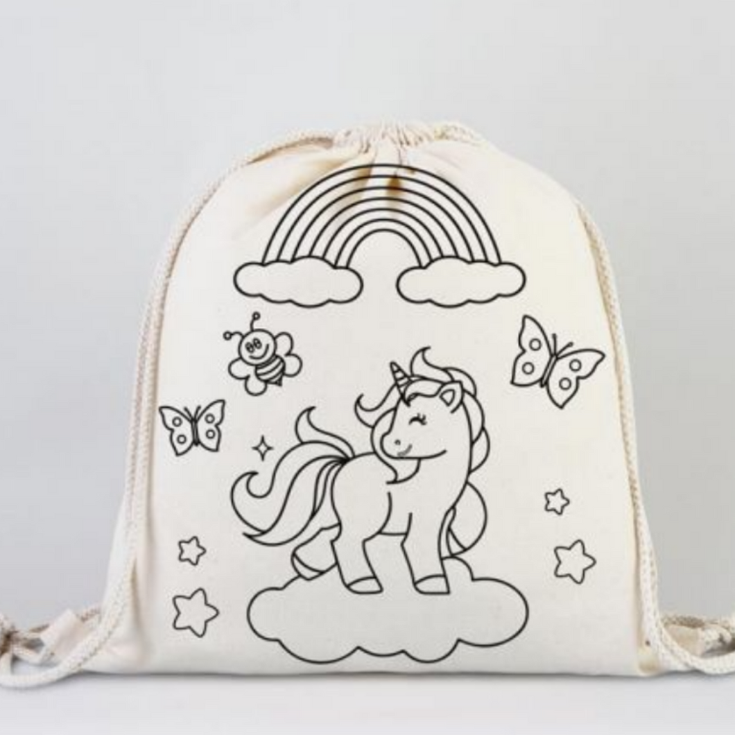 Unicorn & Cat Drawstring Bag